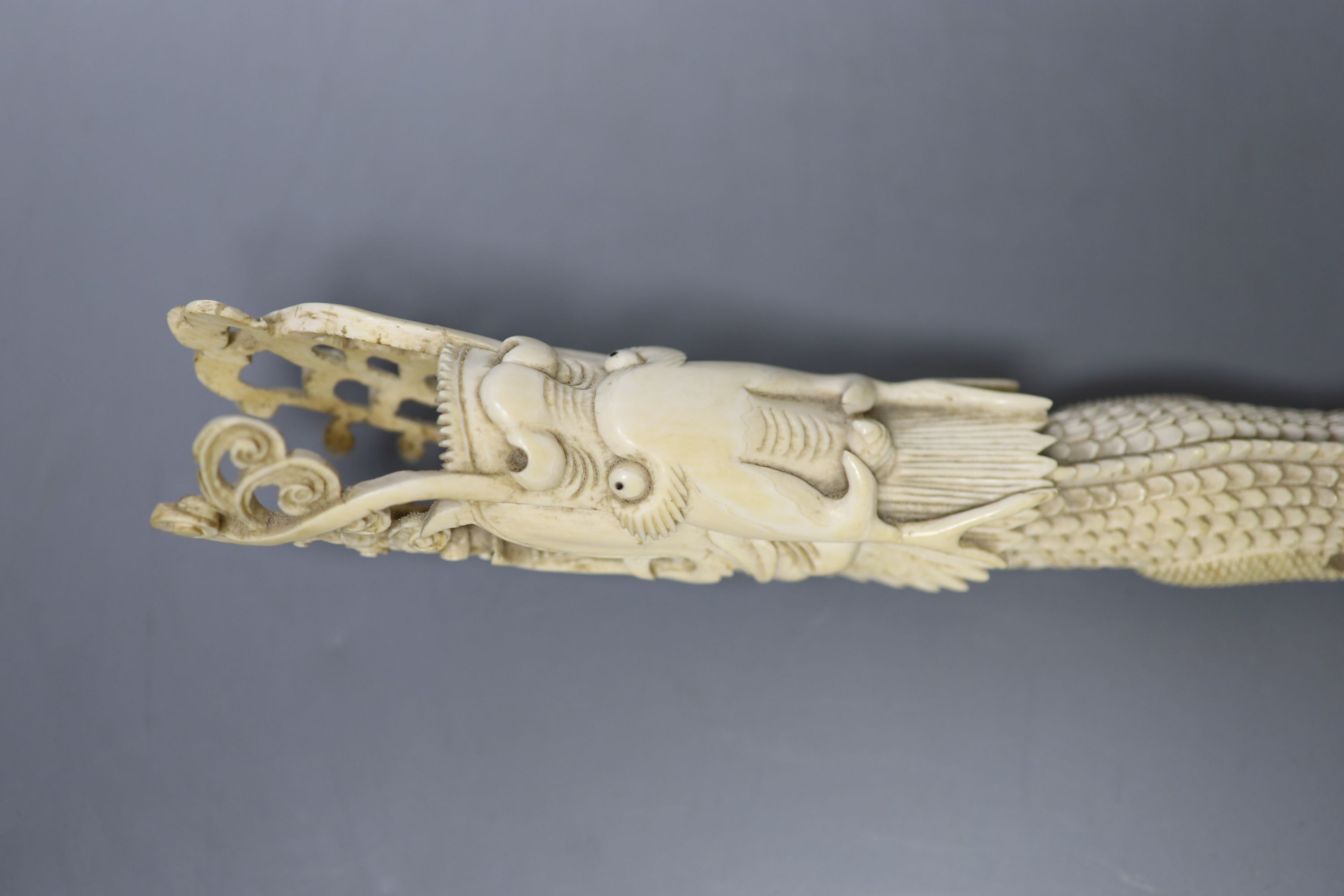An Indonesian ivory carving of a dragon, first half of 20th century 52cm, , An Indonesian ivory carving of a dragon, first half of 20th century